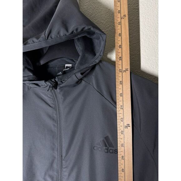 Super Rare Vintage Adidas Jacket Windbreaker Gray Black Medium Zipper‎ Pockets - Picture 3 of 6
